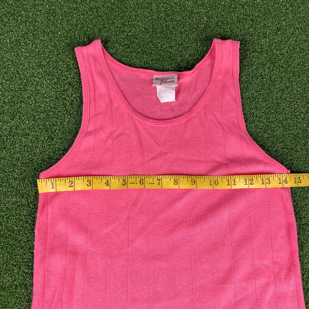 Vintage Backroad Blues Pink Ribbed Tank Top Sz XS - Picture 5 of 6